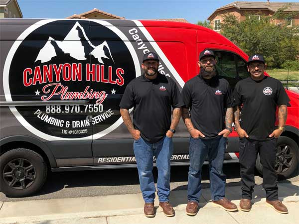 Beaumont California plumbing team next to Canyon Hills plumbing van